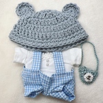 ちびぬい服　ハンドメイド♪  服上下とクマの帽子とかばんの4点セット