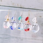 【片耳用】シマエナガのガラスドーム　ピアス　イヤリング　春　夏　秋　冬　梅雨
