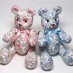 【K様ご依頼品】リバティ フェリシテ ブルー&ピンク  テディベア  クマぬいぐるみ