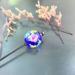 とんぼ玉のかんざし  和花　濃青