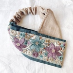 インド刺繍リボンのクロスターバン（片側）　　ヘアバンド　ターバン