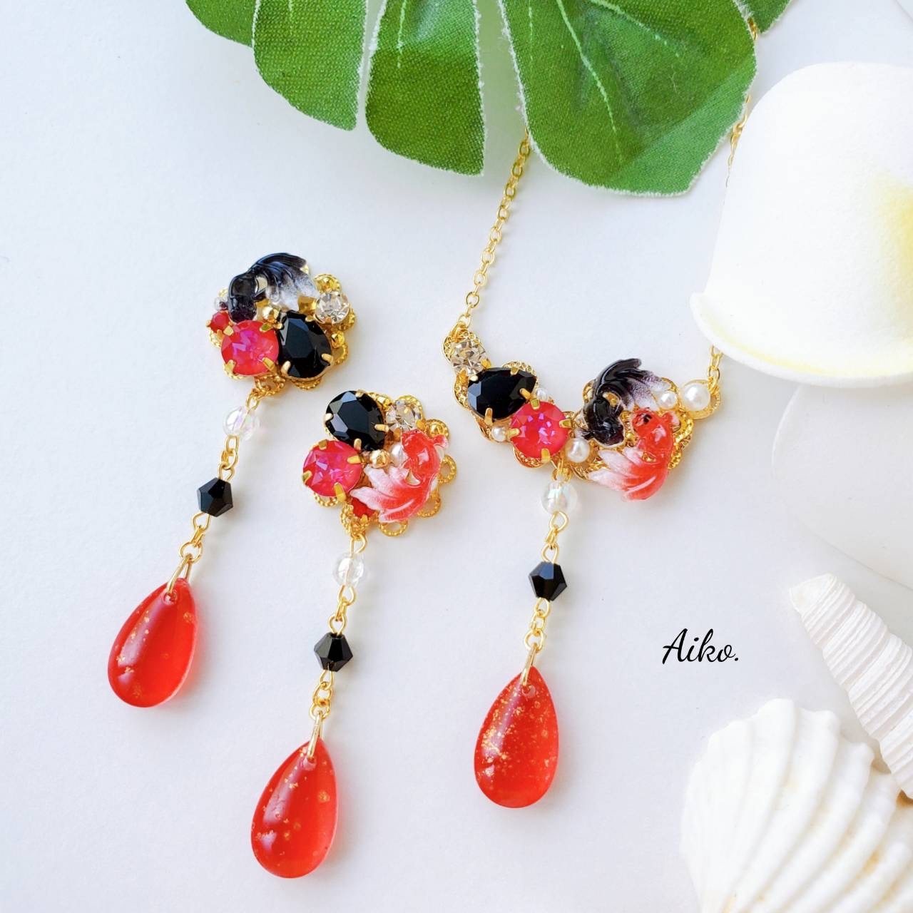 夏 お祭り 金魚すくい ピアス＊ネックレス - AIKO . | minne 国内最大 