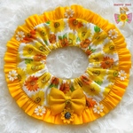 🌻 lovely Cat frills ୨୧ sunflower 🌻 ひまわり×イエローフリル(お花刺繍付)‎‪ 𓍯 ‬｟ #猫首輪 #シュシュ首輪 #フリル ｠