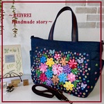 『La〜様お取り置き』お出掛けトートバッグ☆4way☆手刺繍☆デニム☆A4サイズ