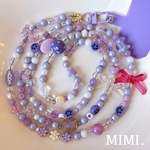 スマホストラップ💜ビーズストラップ🧸ショルダーストラップ🎀スマホショルダー⚪️ネックストラップ🧸ロングストラップ🟣スマホ用タグ付 ☺︎パープル☺︎/ MIMI.