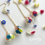 ゆらゆらガラスドームピアス lavender×rose