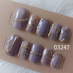 現品販売　ネイルチップ  ニュアンス　ミラーネイル　パープル　紫　ゴールド