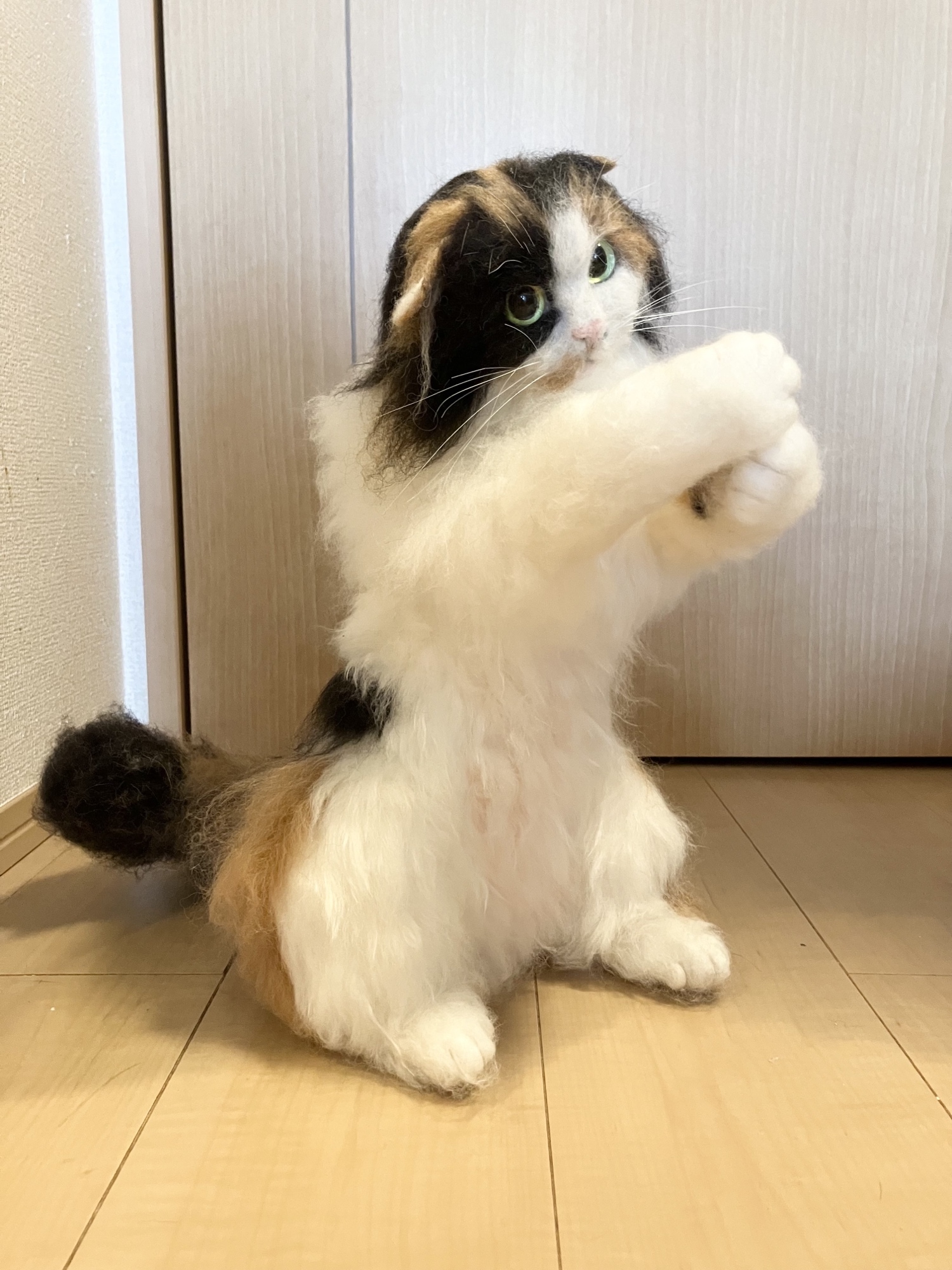 羊毛フェルト 実物大 猫 人形 三毛猫 リアル オーダーメイド