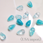 〈USA import〉 クリア×ブルー アクリル ドロップ ビーズ  (8個)