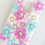misuzu0927様オーダー品トロピカルビジュー&スワロ♪お花のiPhoneケース《スマホケース》
