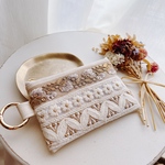 インド刺繍のフェイクレザーカードポーチ