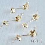 1457-G   メタルスティック　花　ゴールド　4個