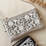 new🤎インド刺繍リボンスマホポシェット Whiteflower beige✨横型スリム スマホショルダー お散歩ショルダー サコッシュ