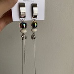 ピアス イヤリング シルバー ロング チェーン華奢 夏 ギフト オーロラ