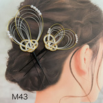 和装髪飾り　水引　ゴールド　2本セット　パール付　成人式　結婚式　祭り　M43