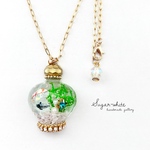 antique Perfume necklace《 金魚鉢 / 錦・黒 》✵ 香水瓶型 ネックレス  ペンダント 