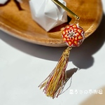 <受注作品>和・手鞠かんざし(ポニーフック)～赤とんぼ～ 伝統工芸
