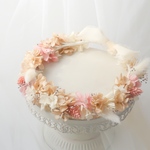 〚ベビー・キッズ花冠〛 yuna. ~pink mix~　ハーフバースデー　結婚式　リングガール　月齢フォト　誕生日　出産祝い　紫陽花　かすみ草　ピンク　アニバーサリー　1歳　ピアノ　発表会