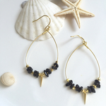 summer ブラックトルマリン天然石フープピアス/イヤリング