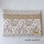 mulch pouch L / インド刺繍リボンのマルチポーチ