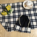 ⭐️新作⭐️ 送料込35×50⭐️40×50⭐️40×60 ネイビーチエック上質木綿❤️６年間長持ち丈夫なランチョンマット小学校机サイズ⭐️シンプルモノトーンチエック⭐️裏地オプション