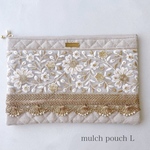 mulch pouch L / インド刺繍リボンのマルチポーチ