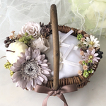 ガーベラと白かぼちゃ♡秋先取り♡シックカラー♡秋婚にぴったりなリングピローかご♡バスケット♡