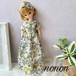 ♡カシュクールロングワンピース＆ターバン　リバティ　オーチャード♡リカちゃん　サイズ