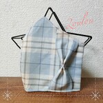 チェックブルーのリボンマスク✾