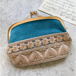 ブルーがま口×インド刺繍リボン