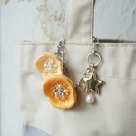 ❁⃘*.ﾟきらめくお花のブローチチャーム[マンダリンオレンジ]