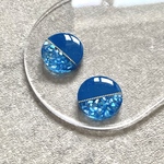 デニムブルー　シェル　クリア　レジンピアス　レジンイヤリング　レジンアクセサリー　ジェルネイル