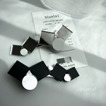 【special sale】step hair clip［silver mirror×white dot］