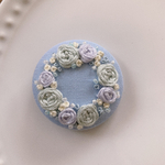 ビーズ刺繍くるみボタン（ヘアゴム/ブローチ）