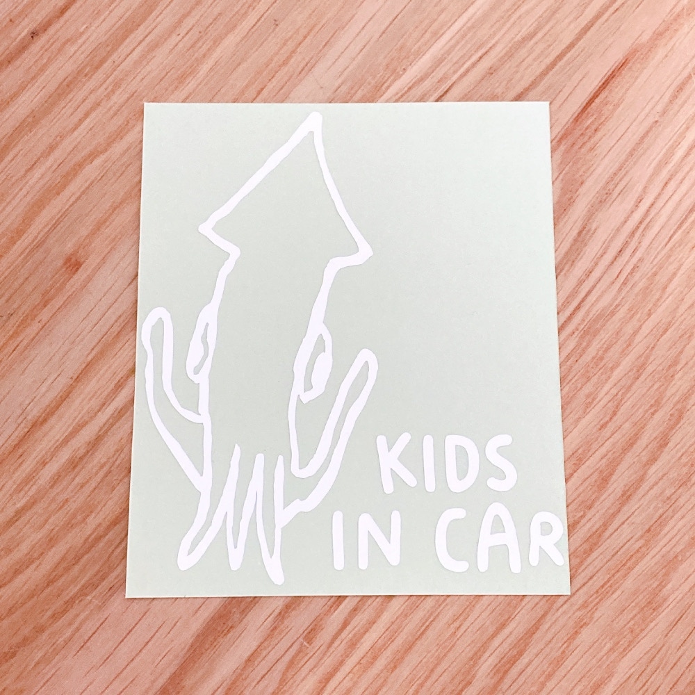いか キッズインカー ステッカー シール| 5年耐久 防水・撥水 KIDS IN