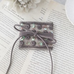 《再販》205 インド刺繍リボンのラップポニーフック　dark gray
