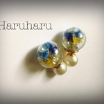 コットンパール♡ガラスドームピアス
