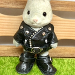 森き　シルバニア用　革ジャン、ブーツセット　miniature jacket and boots.
