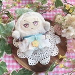 【モンぬいサイズ】「前掛けエプロン」「お花チャームチョコミント」ちびぐるみ　ぬいぐるみ用お洋服　ぬい服　ぬいぐるみ服　