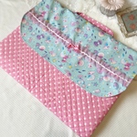 ゆめかわいい貝殻プリントの防災頭巾入れ/背もたれタイプ防災頭巾袋小学校入学ずきん女の子/持ち手付き防災頭巾カバーキルティング/ピンクブルー