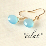 14KGF*éclat*初夏の海☆ブルーカルセドニーのピアス