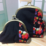 ペアがま口和柄ちりめん(黒)