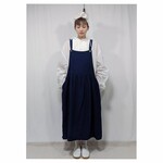 藍染めリネン★ふんわりサロペットスカート