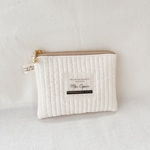 ヌビ生地ポーチ⭐️生成 12cm ベージュファスナー