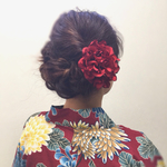◇新色◇  はんなり ダリアのヘアクリップ red × red