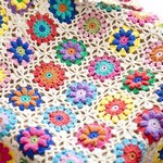 かぎ針編み お花 モチーフ 膝掛け❁ ポップコーン②❁手作り/モチーフ編み/編み物/鍵編み　かぎ針編み ソファーカバー/ブランケット