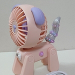 aiboのジュエリーミニ扇風機⑤ピンク✕シルバーしっぽ