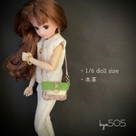 1/6 doll size本革バッグ　グリーンサマーショルダー