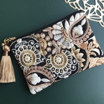 インド刺繍リボン＊パッチワークポーチ　小銭入れ　カードケース　プレゼント