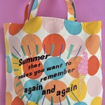 ソフトクリーム刺繍のカラフルドットビッグトート